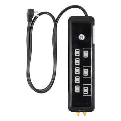 GE 8-Outlet 4ft. Surge Protector with Coaxial, Black