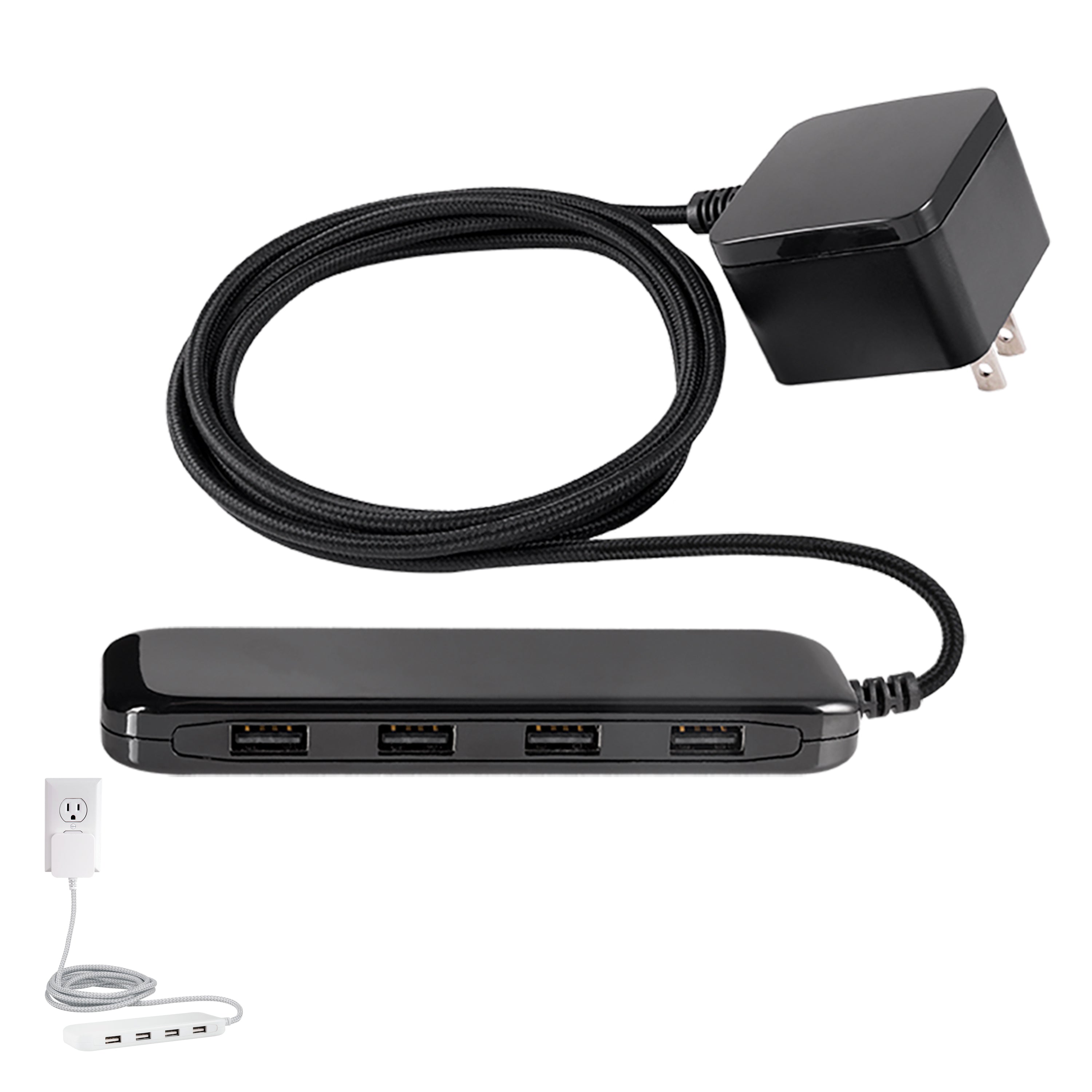 UltraPro™ USB Power Strip, 4-USB-A, 4.8A, Black