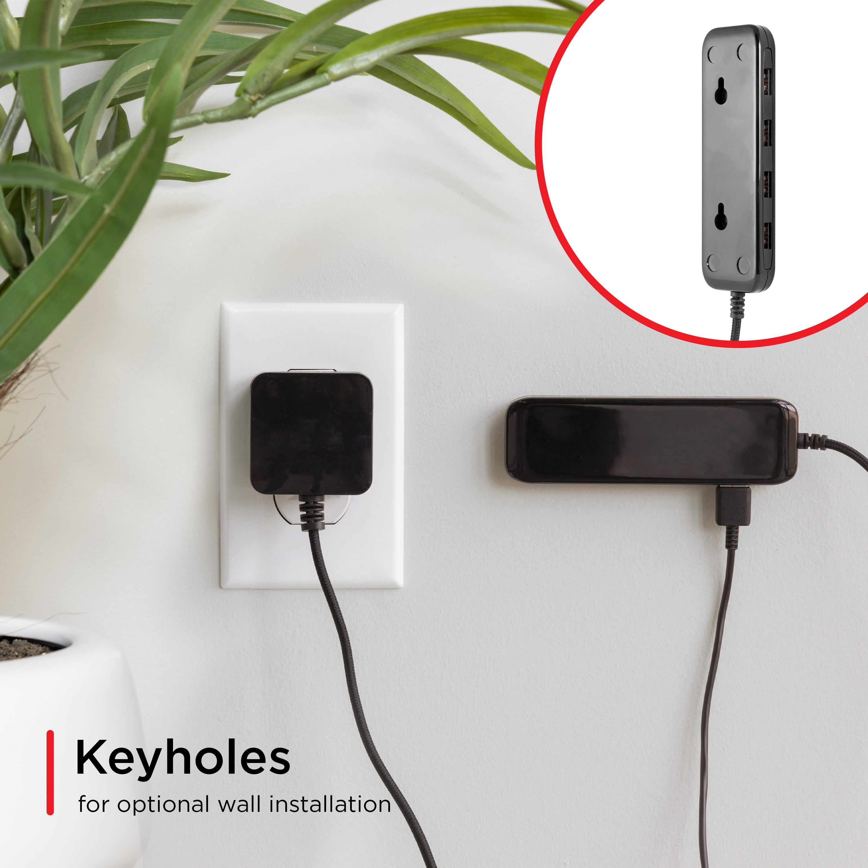 UltraPro™ USB Power Strip, 4-USB-A, 4.8A, Black