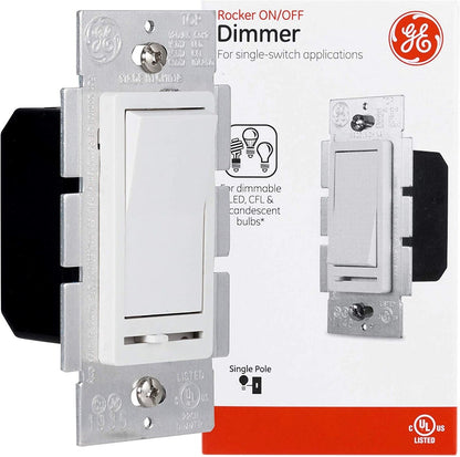 GE Rocker On/Off Dimmer, White