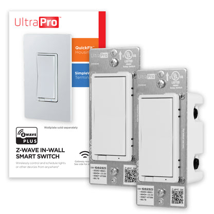 UltraPro Z-Wave In-Wall Smart Dimmer, 2 Pack, White