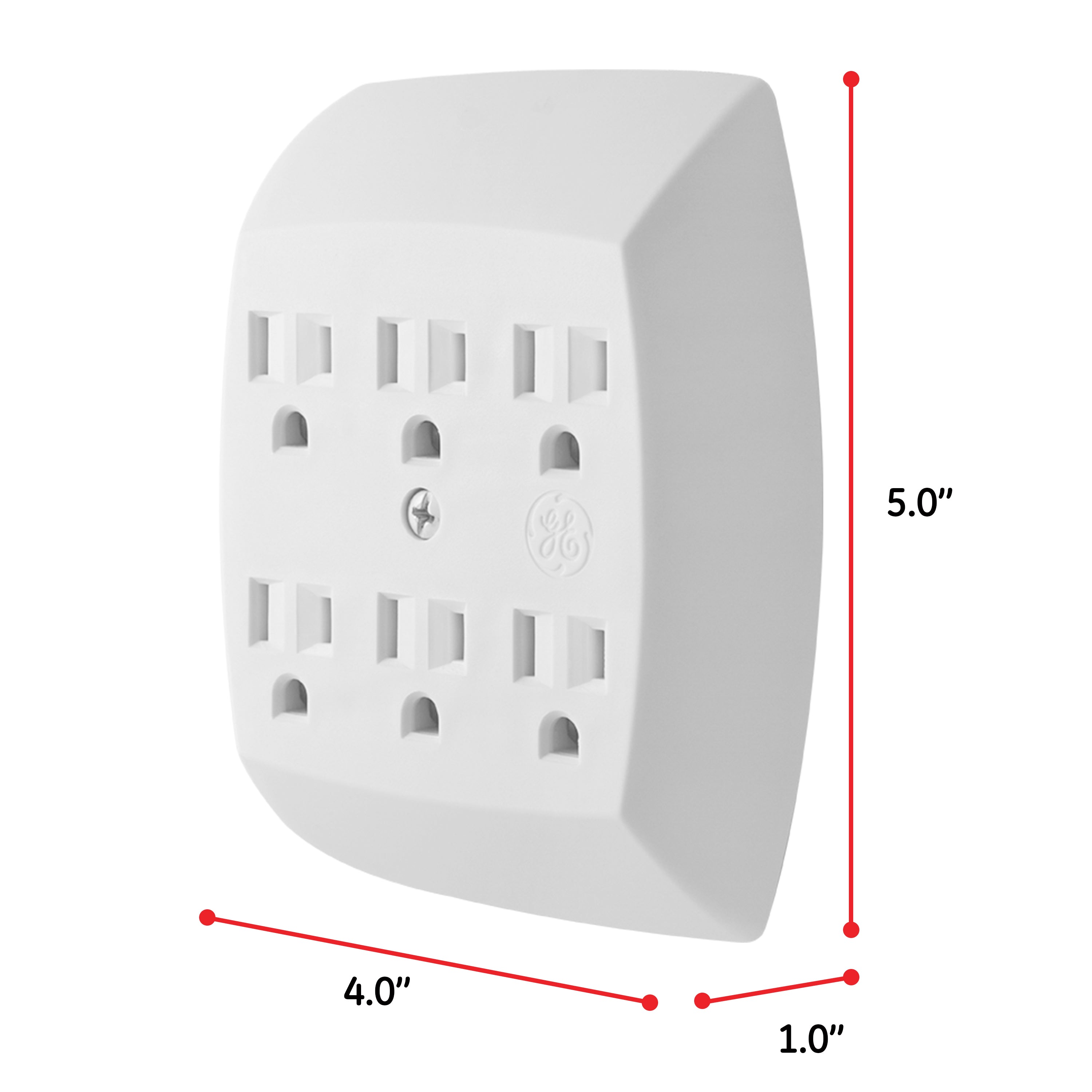 GE 6 AC Grounded Tap, White, 2pk