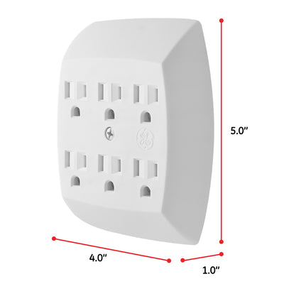 GE 6 AC Grounded Tap, White, 2pk