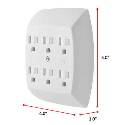 GE 6 AC Grounded Tap, White, 2pk