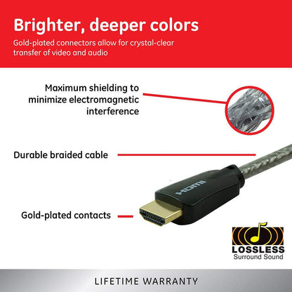 GE Pro 10ft. 4K HDMI Cable with Ethernet, Black