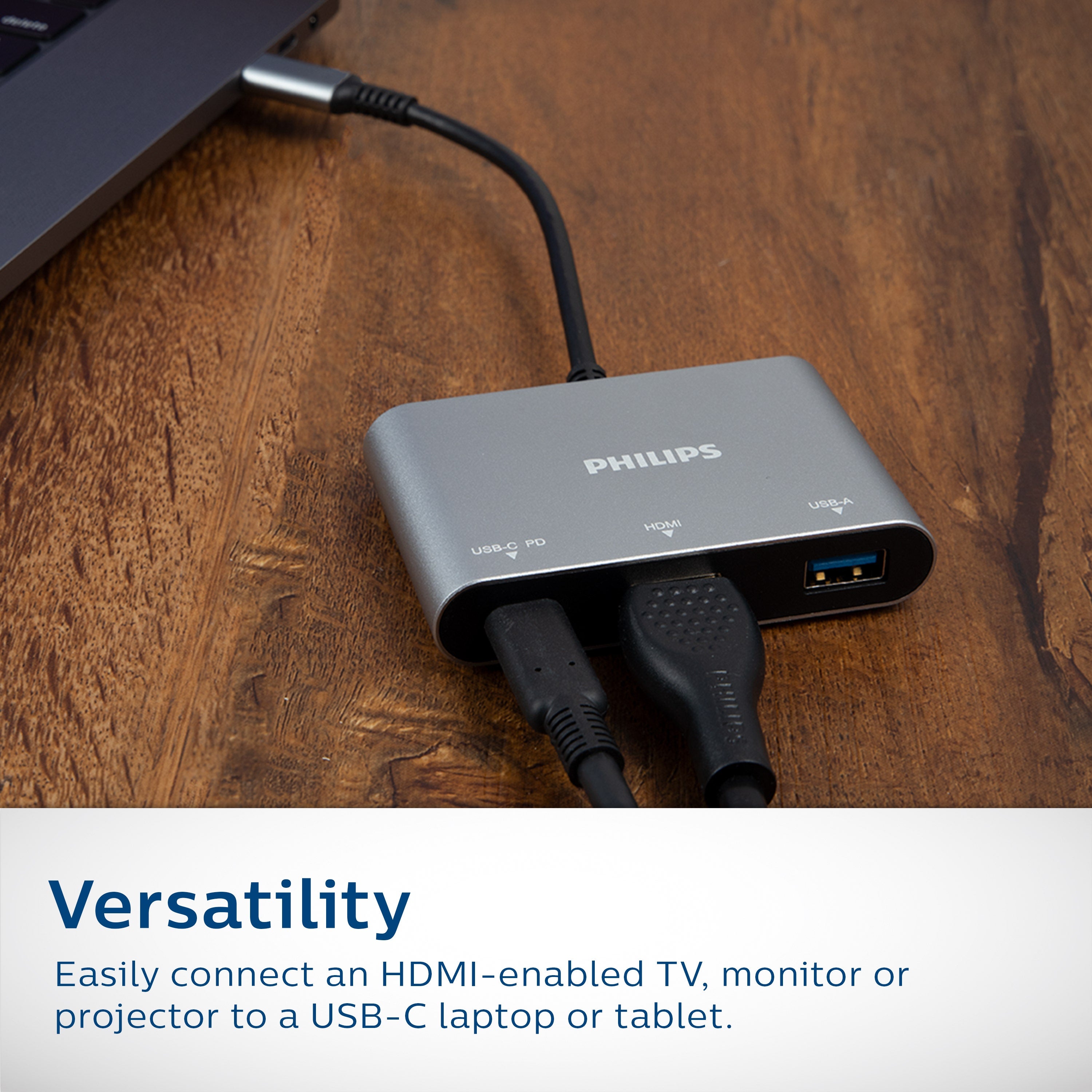 Philips USB-C 3-in-1 Multiport Hub With Power Pass-Through, Silver