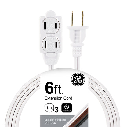 GE 3-Outlet 6ft. Extension Cord with Twist-to-Close Safety Outlets, White
