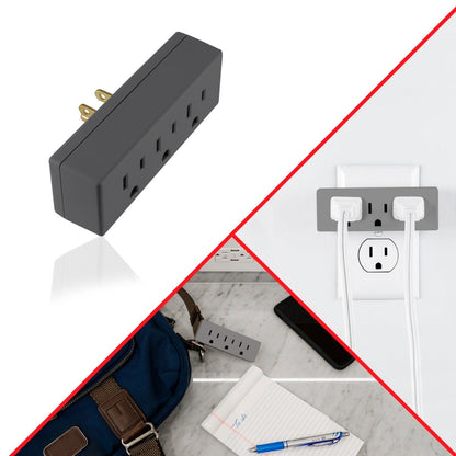 GE 3-Outlet Grounded Wall Tap, 3 Pack, Gray