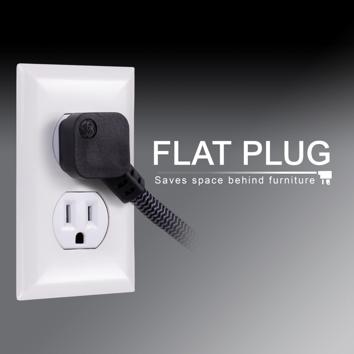 GE 6-Outlet 10ft. Surge Protector with Braided Cord, Black