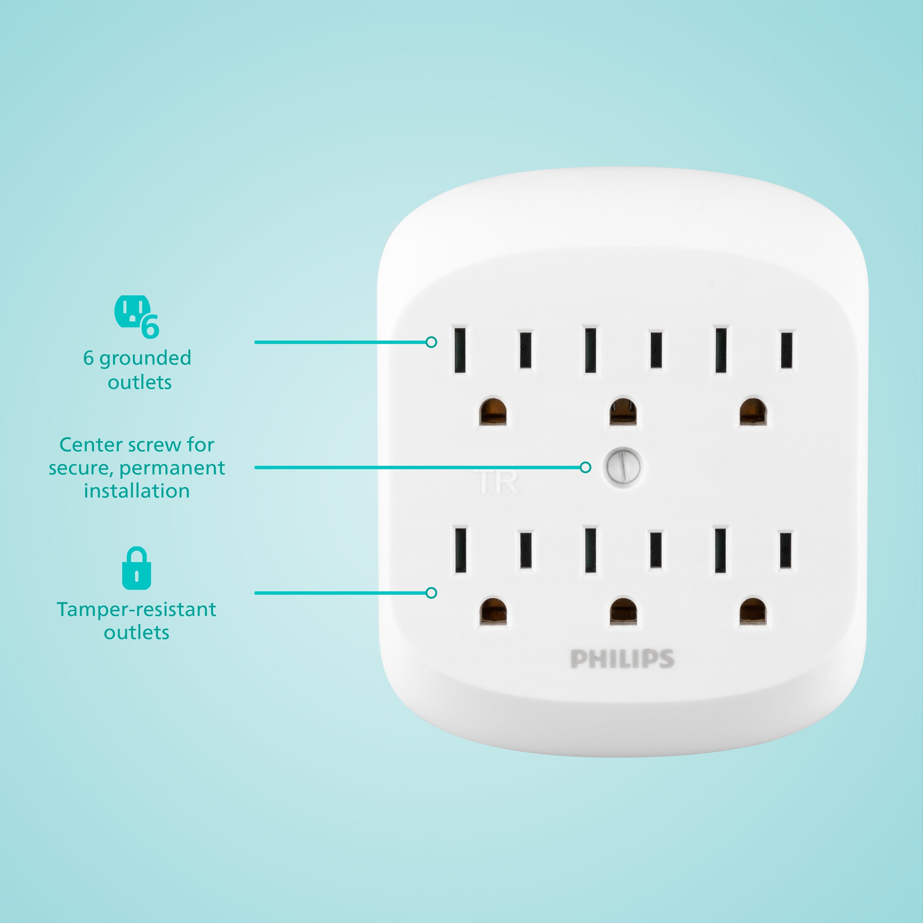 Philips 6-Outlet Wall Tap, White