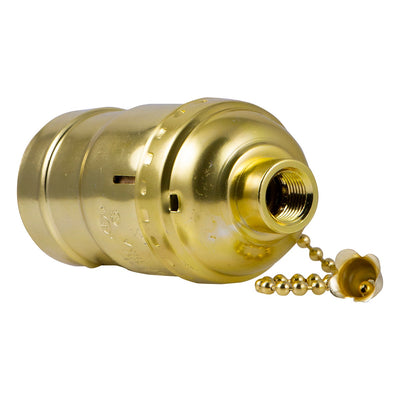 Power Gear Pull-Chain Lamp Socket, Brass