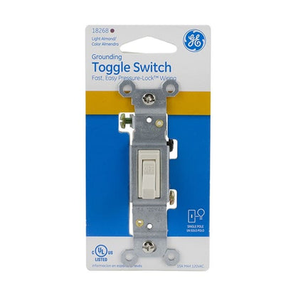 GE Grounding Toggle Switch, Light Almond