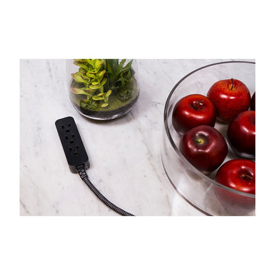 GE Pro 3-Outlet 8ft. Braided Extension Cord, Black