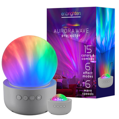 Enbrighten Aurora Wave Galaxy Projector LED Tabletop Night Light with On/Off Globe Cover, White
