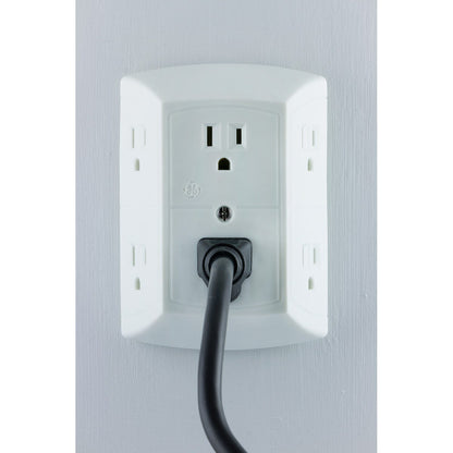 GE 6-Outlet Wall Tap, 2 Pack, White