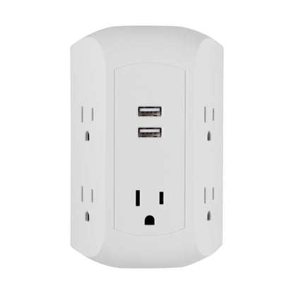 GE UltraPro 5-AC, 2-USB Side-Access Surge Protector, 560J, White