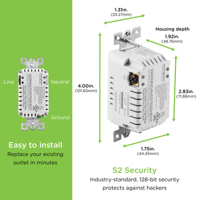 Enbrighten In-Wall Z-Wave Tamper-Resistant Smart Outlet