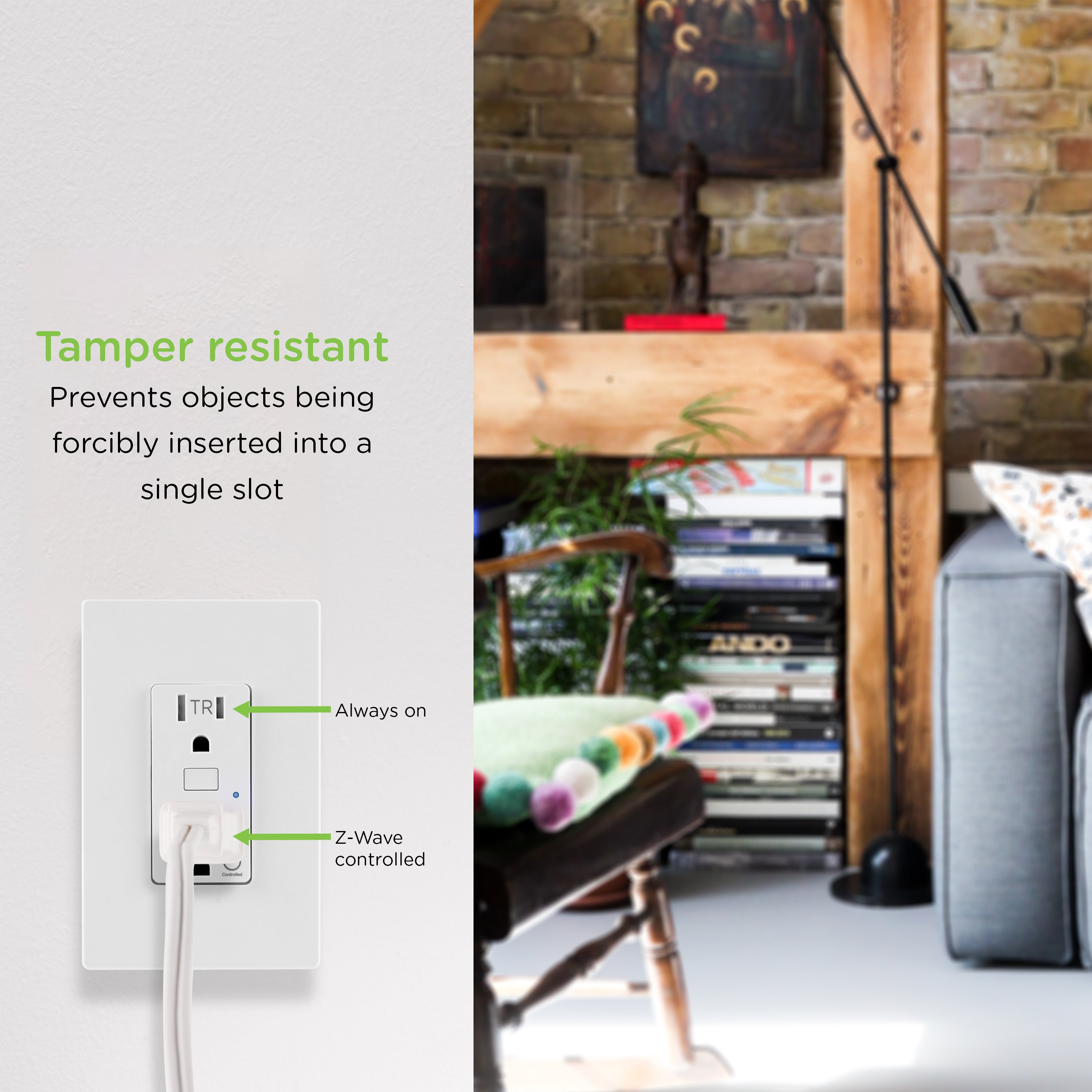 Enbrighten In-Wall Z-Wave Tamper-Resistant Smart Outlet