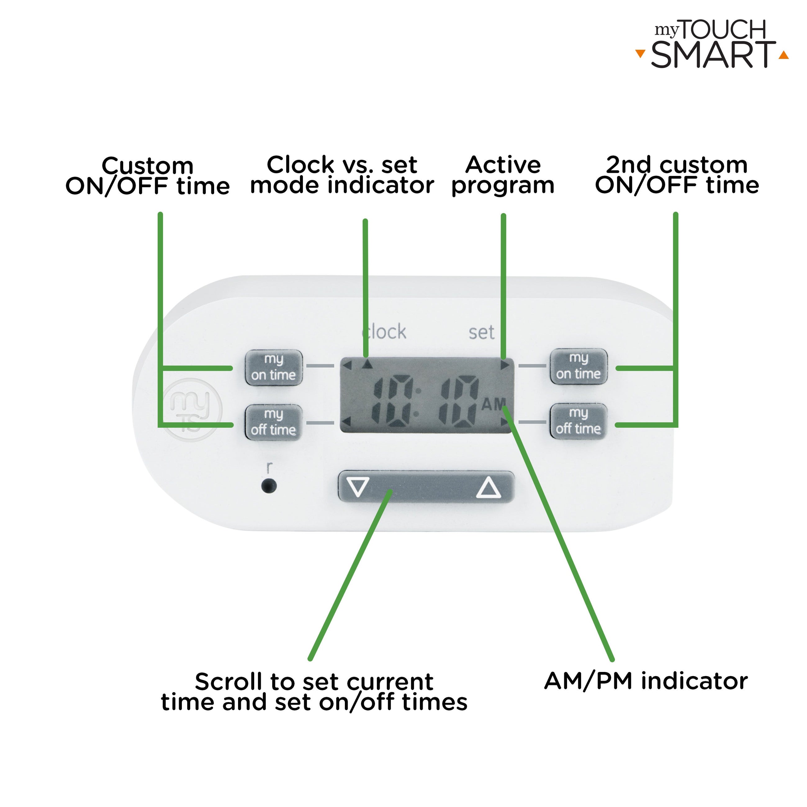 myTouchSmart Indoor Plug-In Simple Set Digital Bar Timer, White – Jasco