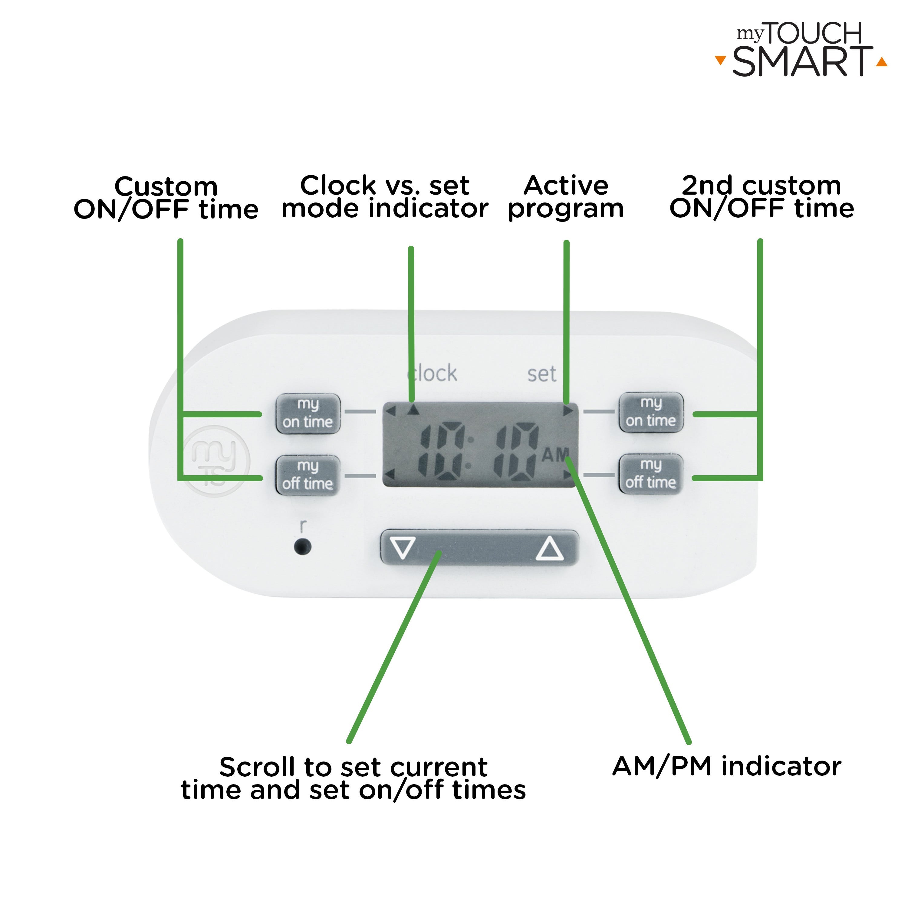 myTouchSmart Indoor Plug-In Simple Set Digital Bar Timer, White