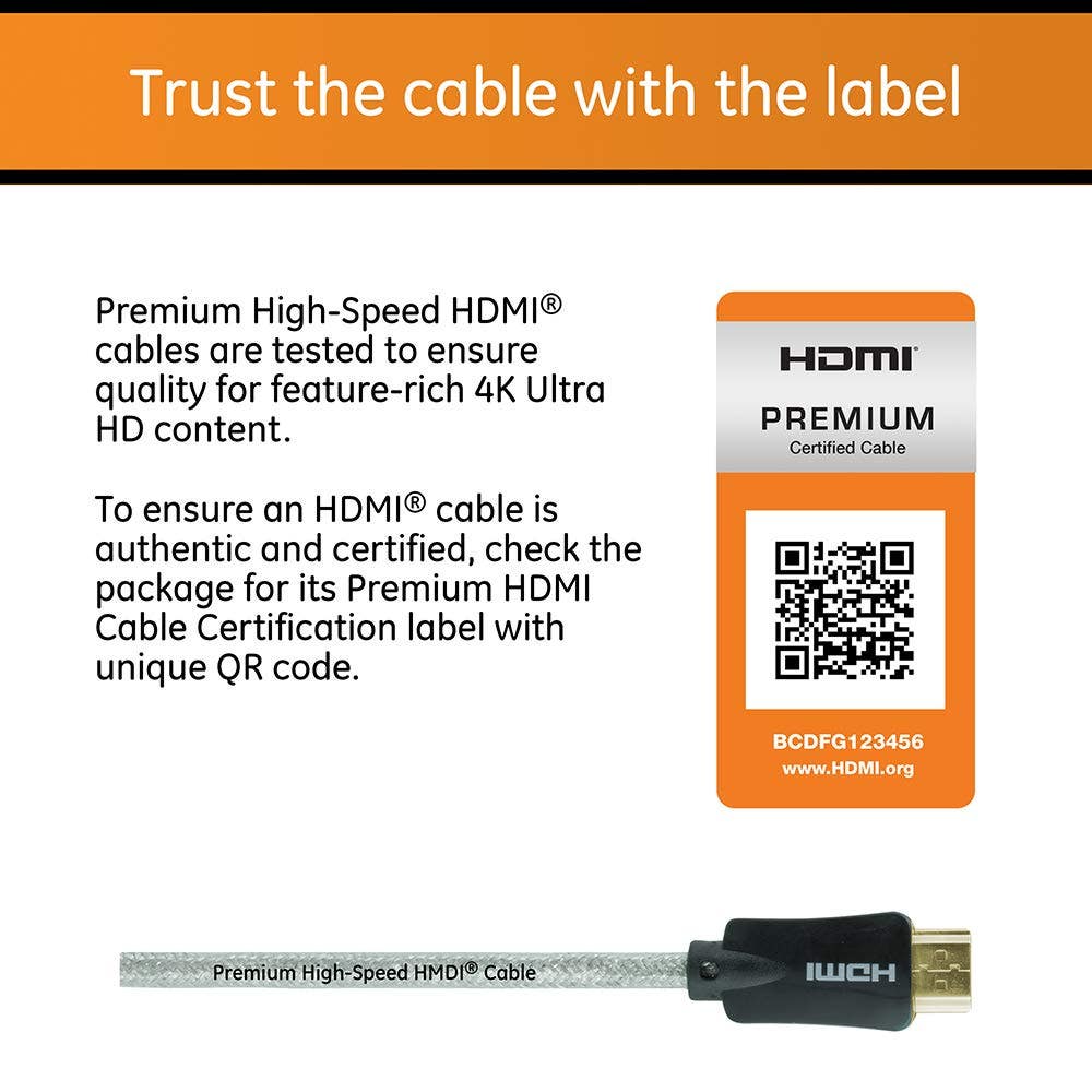 GE Pro 10ft. 4K HDMI Cable with Ethernet, Black