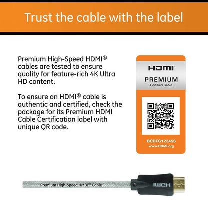 GE Pro 10ft. 4K HDMI Cable with Ethernet, Black