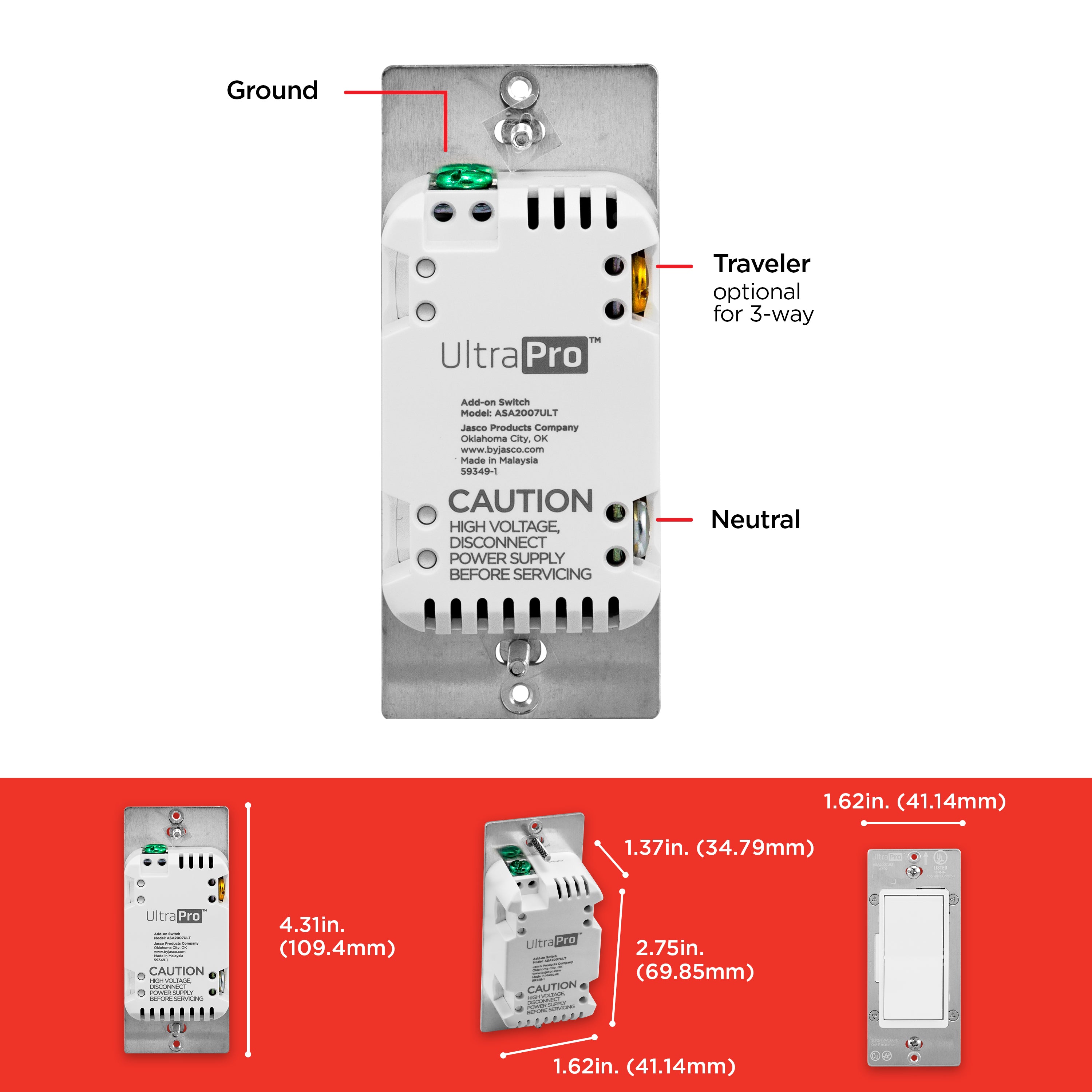 UltraPro Add-on Switch with QuickFit and SimpleWire 2pk