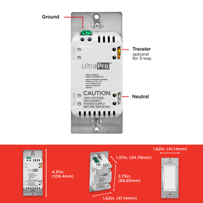 UltraPro Add-on Switch with QuickFit and SimpleWire 2pk