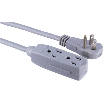 GE 3-Outlet 25ft. Extension Cord with Right-Angle Plug, Gray