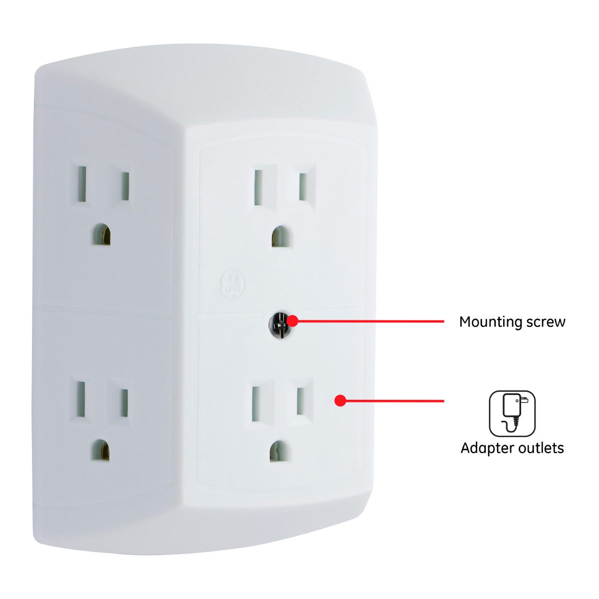 GE 6-Outlet Wall Tap, White