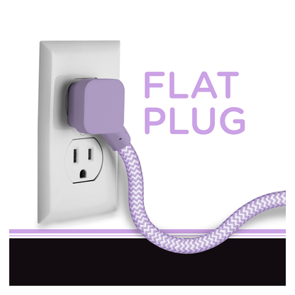 Cordinate 6-Outlet 3ft. Surge Protector with Braided Cord, Lavender/White