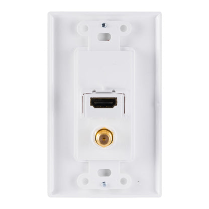GE HDMI and Coax Cable Wall Plate, White