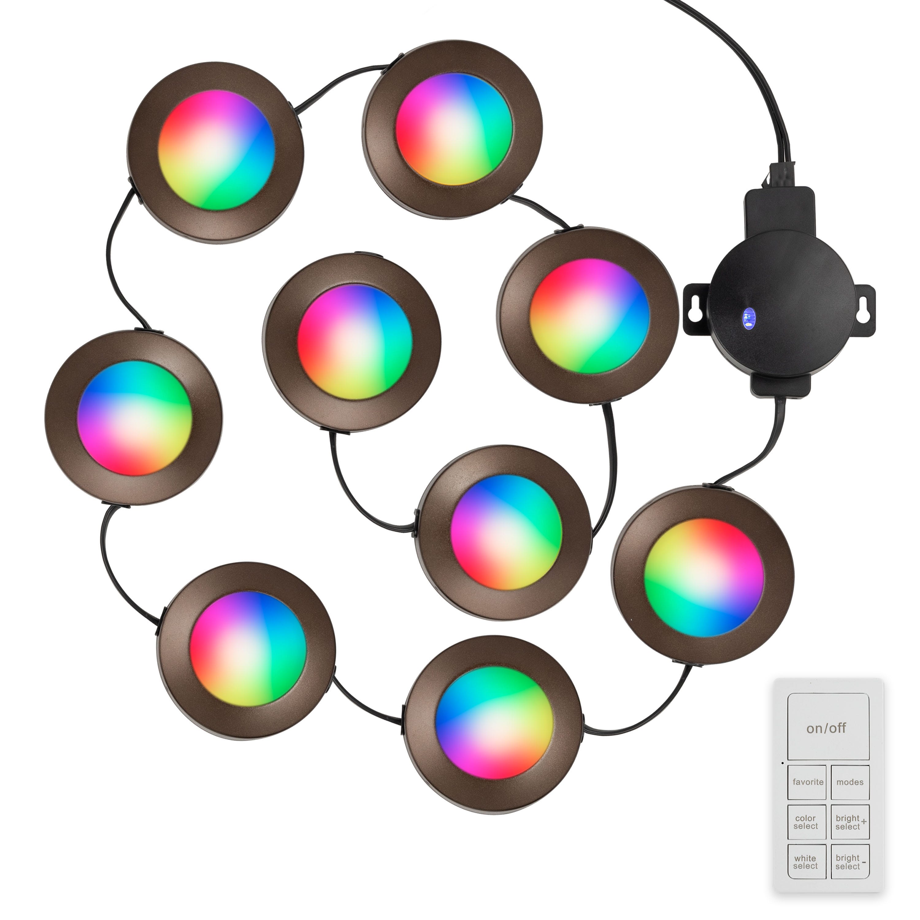Enbrighten Spectrum Indoor Color-Changing LED Puck Lights, 9 Lights, Up to 18in. Black Cord