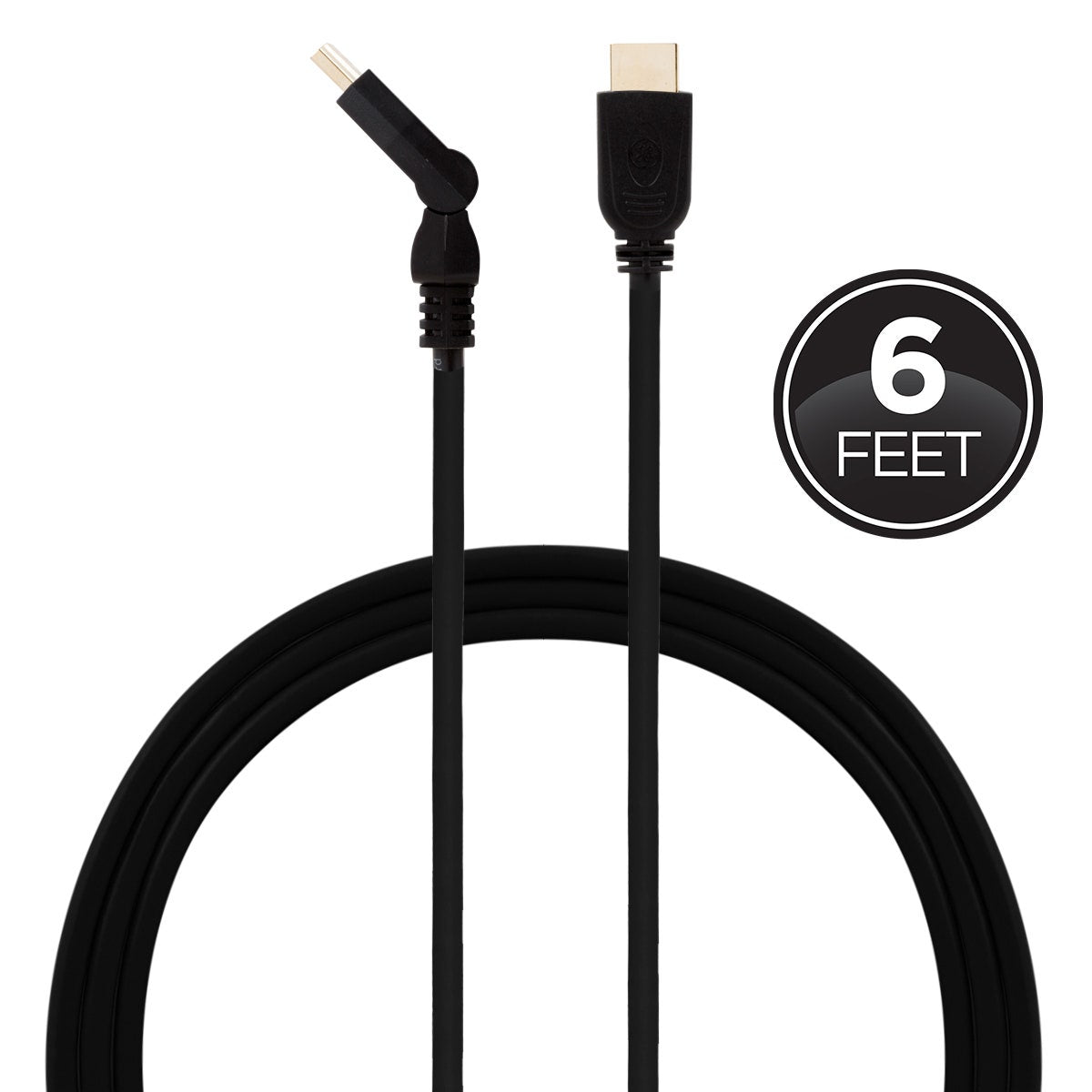 GE 6ft. HDMI Cable with Ethernet and Swivel Connector, Black