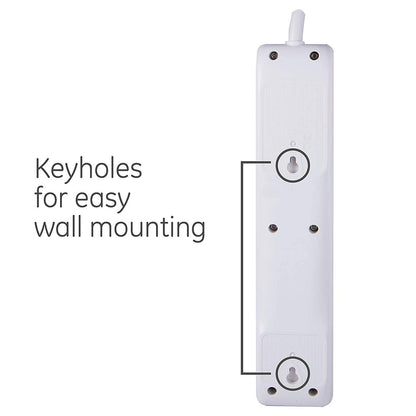 GE 6-Outlet 10ft. Surge Protector With Twist-To-Close Safety Covers, White
