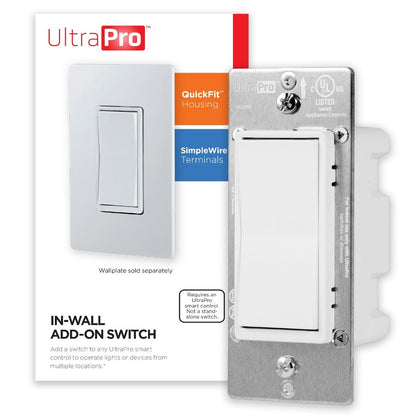UltraPro In-Wall Add-On Switch with QuickFit and SimpleWire, White