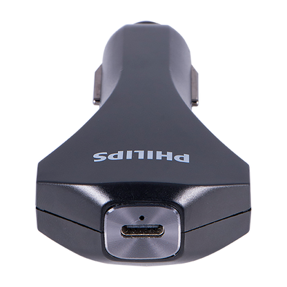 Philips 1-USB Car Charger with USB-C and Power Delivery, Black