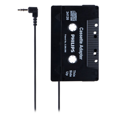 Philips Universal Cassette Adapter with 3.5mm Audio Jack, Black