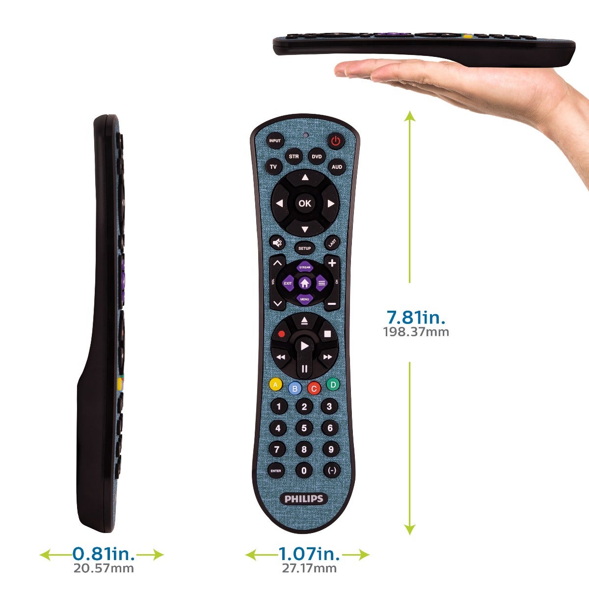 Philips 4-Device Soft Touch Universal Remote, Teal