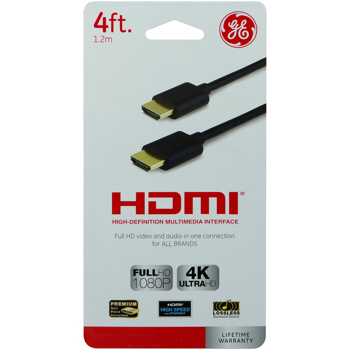 GE 4ft. HDMI Cable with Ethernet, Black