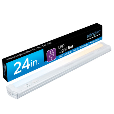 Enbrighten 24in. Plug-In Dimmable LED Light Bar, White
