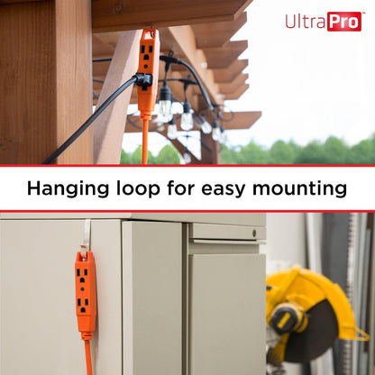 UltraPro 3-Outlet 9ft. Heavy Duty Indoor/Outdoor Extension Cord, Orange