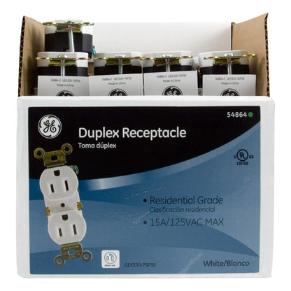 GE Duplex Receptacle, White