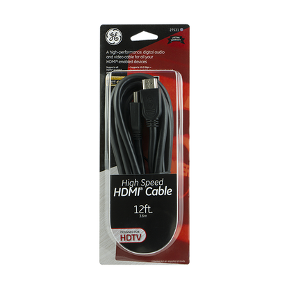 GE 12ft. HDMI Cable with Ethernet, Black