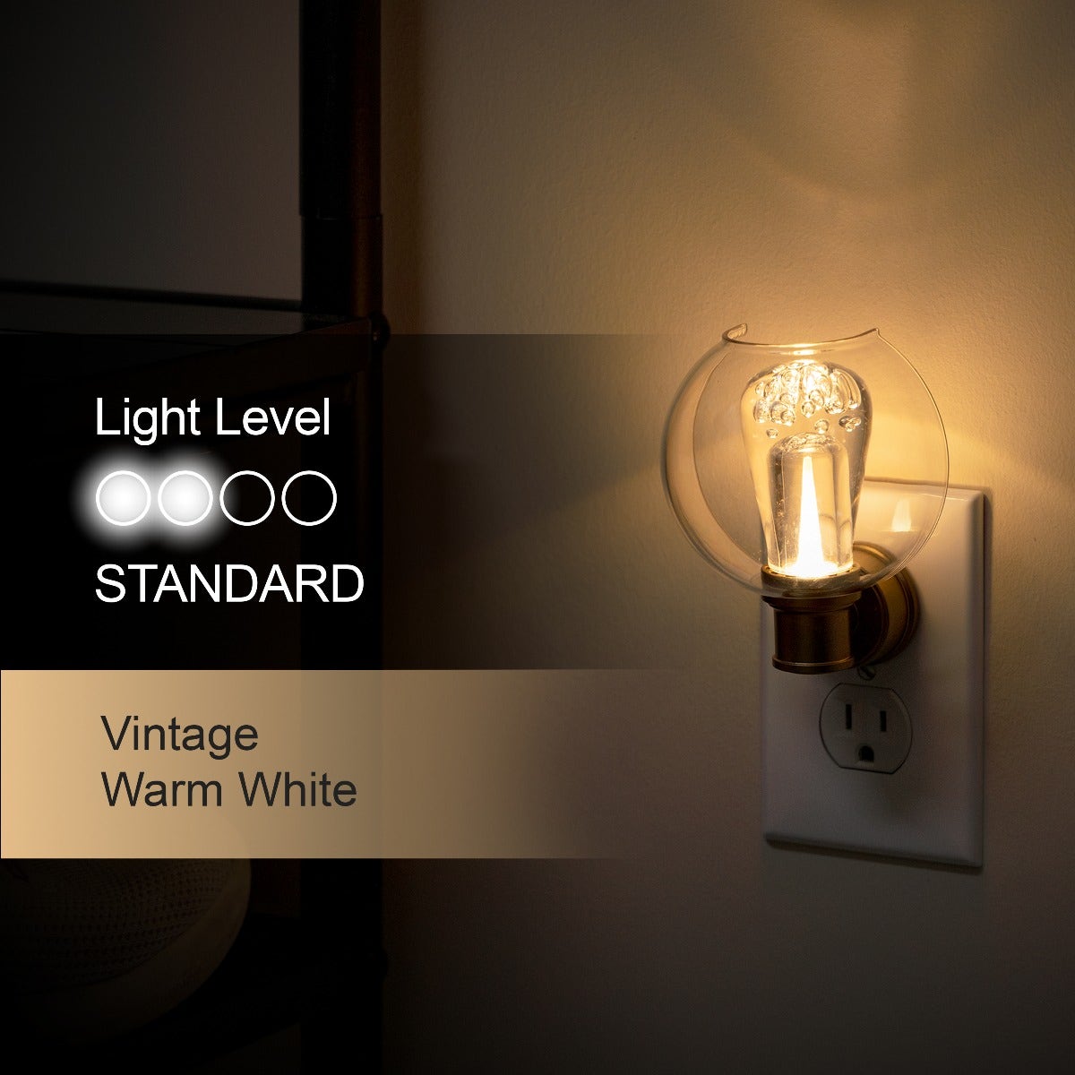 GE Vintage Bowl Lens Light Sensing LED Night Light, Gold