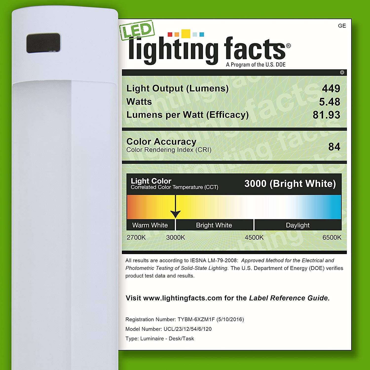 GE 12in. Plug-In Motion-Sensing LED Under Cabinet Light Fixture, White