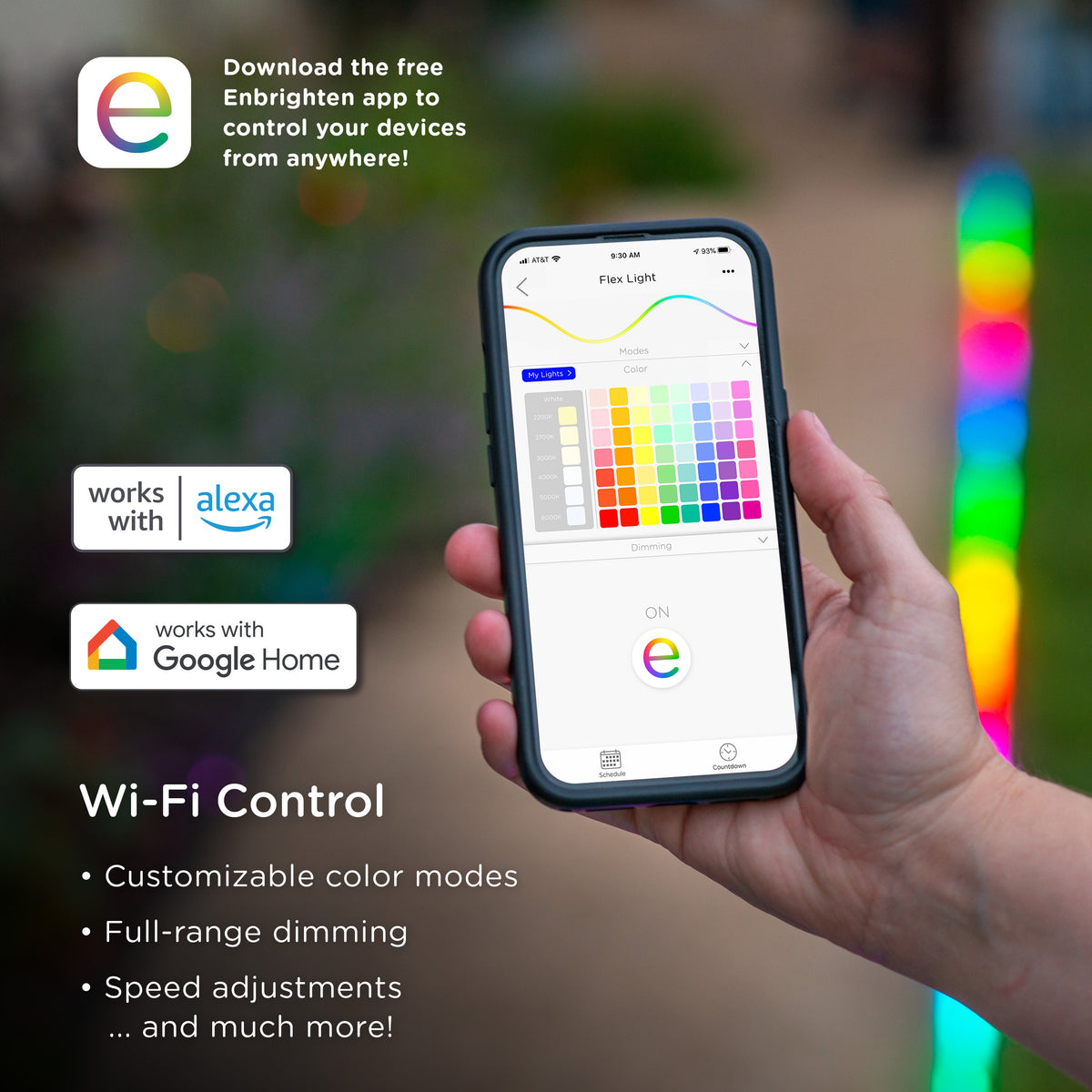 Enbrighten WiFi VIBE Indoor/Outdoor Color-Changing LED Flex Light, 16ft.