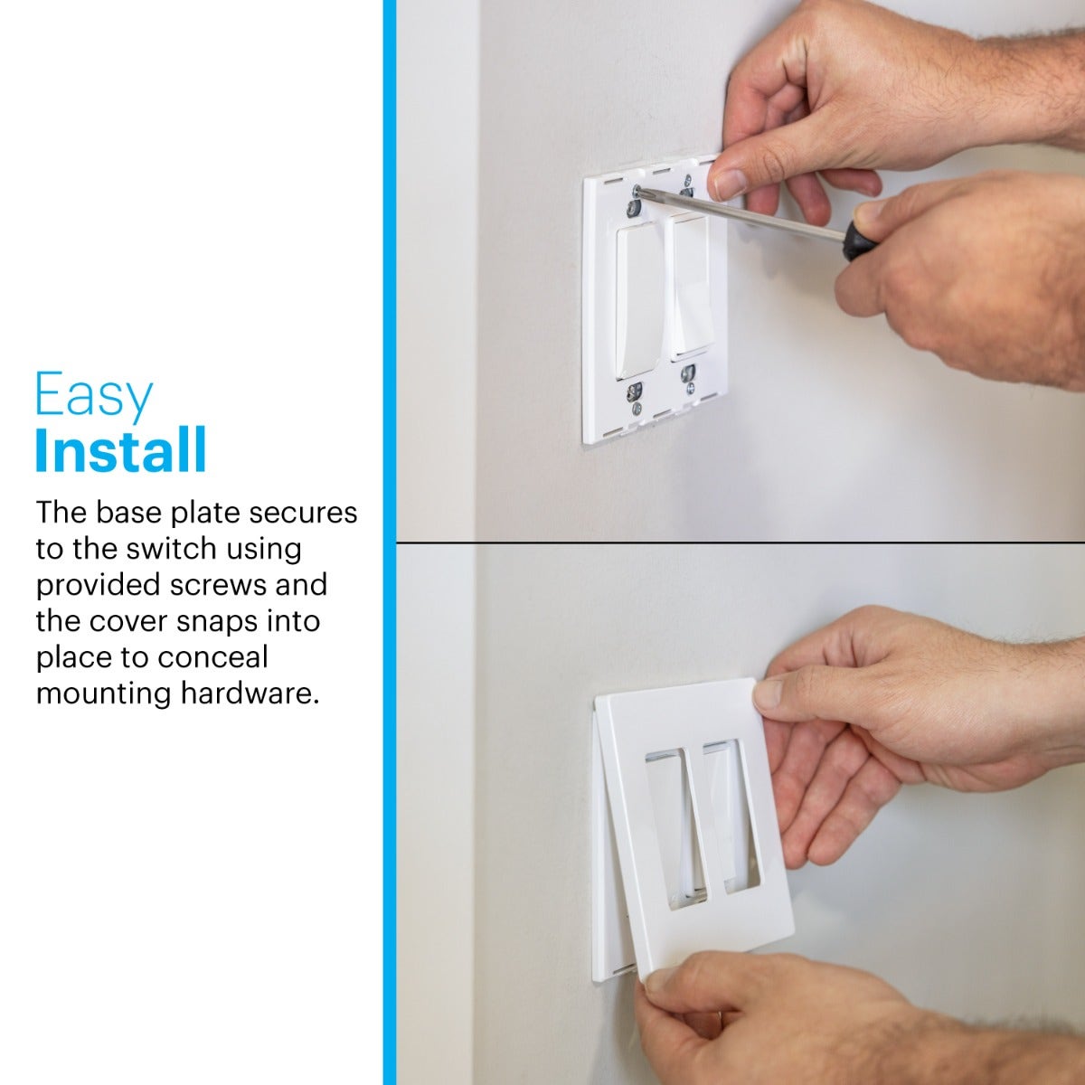 Power Gear Double Screwless Rocker Light Switch Wall Plate, White
