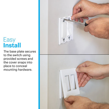 Power Gear Double Rocker Screwless Light Switch Wall Plate, 10 Pack, White