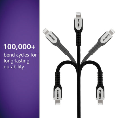 Philips 6ft. EZFlex™ USB-A to Lightning Charging Cable, Black